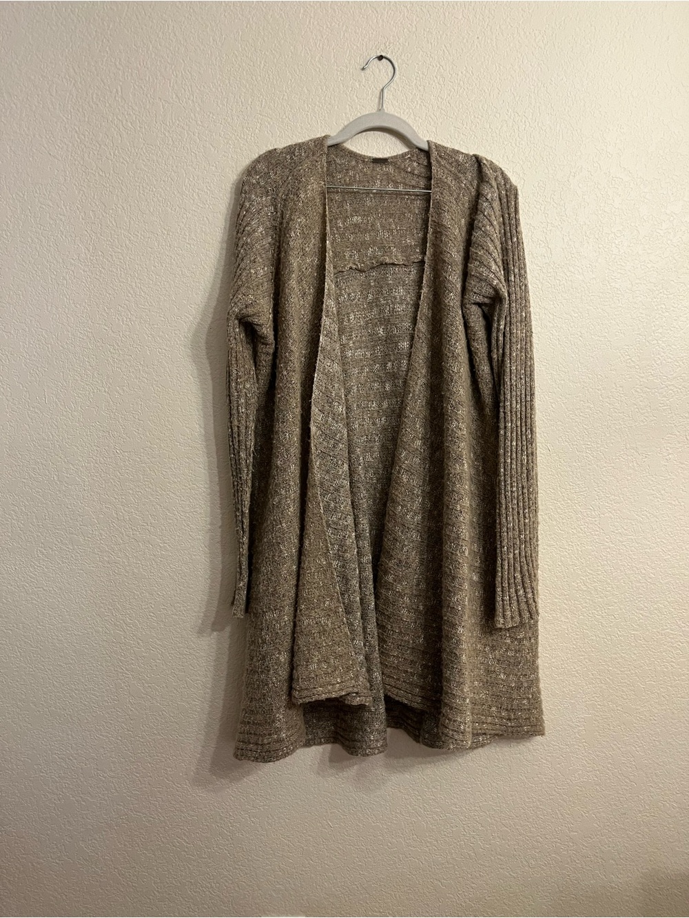 Free People boho cozy Knit Cardigan in Taupe Heather